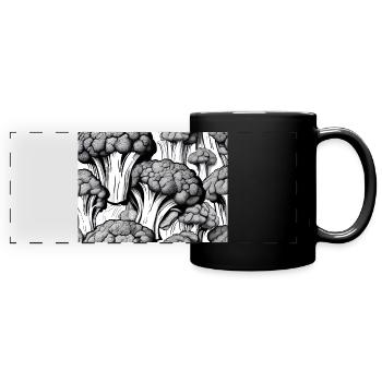 Broccoli Vegetable Plant Vegetarian Vegan Vegan - Full Colour Panoramic Mug - black - Front