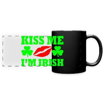 Kiss me im irish - Full Colour Panoramic Mug - black - Front