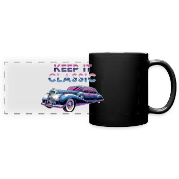 Vintage Limousine Neon Design - Panorama-Tasse farbig - Schwarz - Vorne