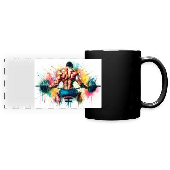 Langhantel Kniebeuge Gewichtheber - Panorama-Tasse farbig - Schwarz - Vorne