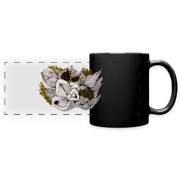 Pflanzenrausch Linienkunst - Panorama-Tasse farbig - Schwarz - Vorne