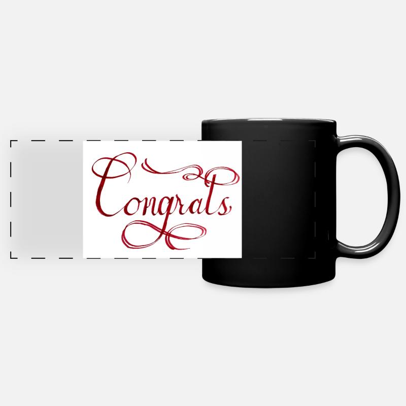 "Congrats" Red Congratulations Lettering Elegant - Full Colour Panoramic Mug - black
