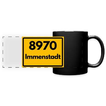 ALTE POSTLEITZAHL PLZ RETRO 8970 IMMENSTADT HEIMAT - Panorama-Tasse farbig - Schwarz - Vorne