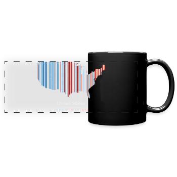 United States – Climate History Warming Stripes Map Print - Full Colour Panoramic Mug - black - Front