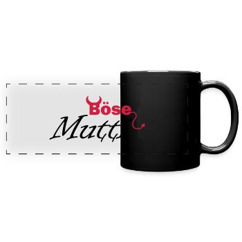 böse Mutti - Panorama-Tasse farbig - Schwarz - Vorne