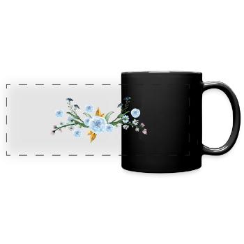 Blume - Panorama-Tasse farbig - Schwarz - Vorne