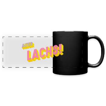 Alter Lachs - Panorama-Tasse farbig - Schwarz - Vorne