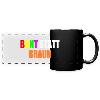 bunt statt braun - Panorama-Tasse farbig - Schwarz - Vorne
