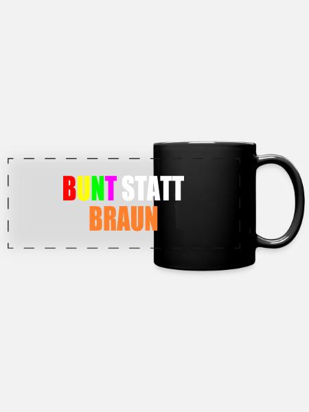 bunt statt braun - Panorama-Tasse farbig - Schwarz