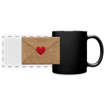 Liebesbrief im bestickten Look (gedruckt) - Panorama-Tasse farbig - Schwarz - Vorne