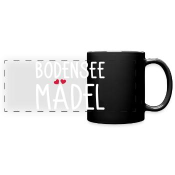 Bodenseemädel - Panorama-Tasse farbig - Schwarz - Vorne