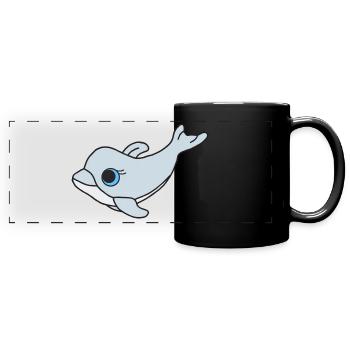 Süßer Delfin - Panorama-Tasse farbig - Schwarz - Vorne