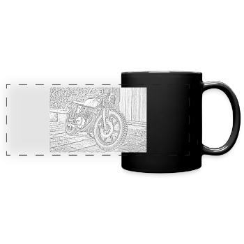 croquis moto - Mug panoramique uni - noir - Devant