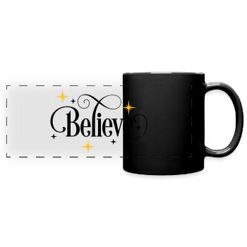 Glauben - Panorama-Tasse farbig - Schwarz - Vorne