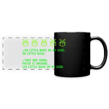 Debugging Programmieren Programmier-Joke - Panorama-Tasse farbig - Schwarz - Vorne