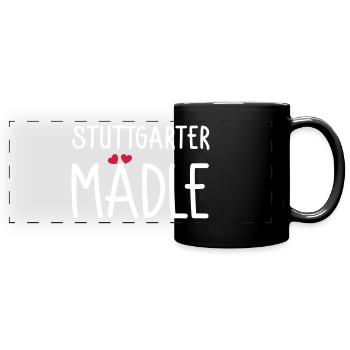Stuttgarter Mädle - Panorama-Tasse farbig - Schwarz - Vorne