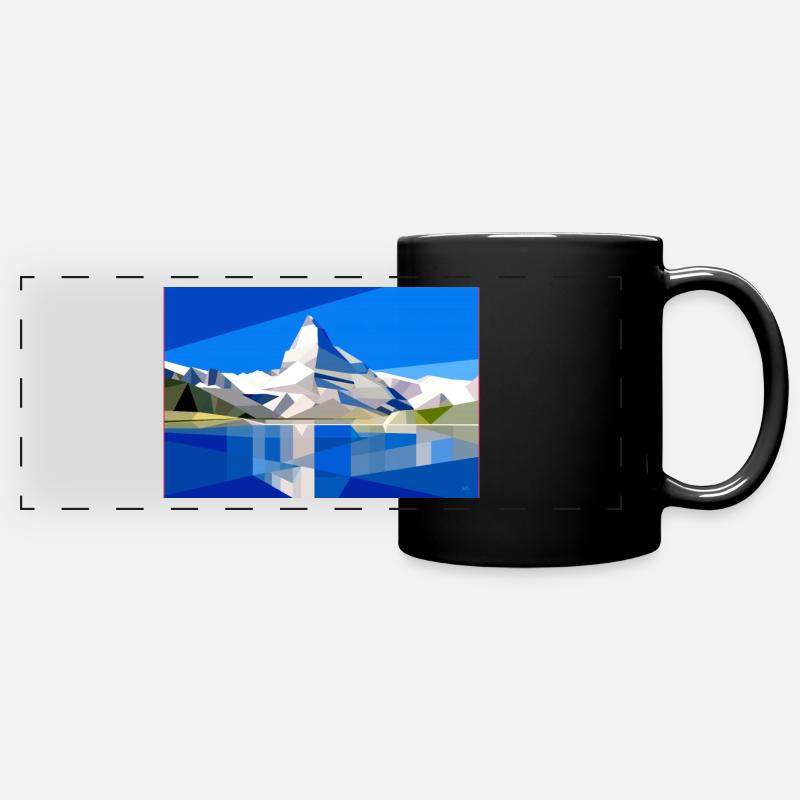 Mountain lake - Full Colour Panoramic Mug - black