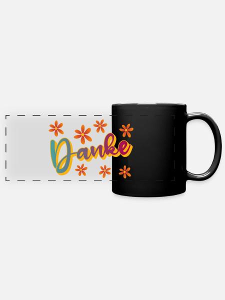 Danke - Panorama-Tasse farbig - Schwarz