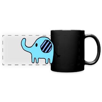Éléphant petite fille bleue garçons cadeau enfants - Mug panoramique uni - noir - Devant