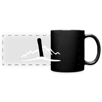 Snowboard und Berge - Panorama-Tasse farbig - Schwarz - Vorne