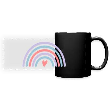 Arc-en-ciel avec coeur - Mug panoramique uni - noir - Devant