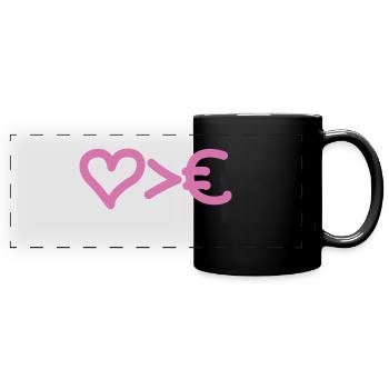 love is bigger than ... - Panorama-Tasse farbig - Schwarz - Vorne
