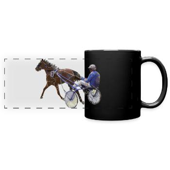 Trabrennen Traber Motiv - Panorama-Tasse farbig - Schwarz - Vorne