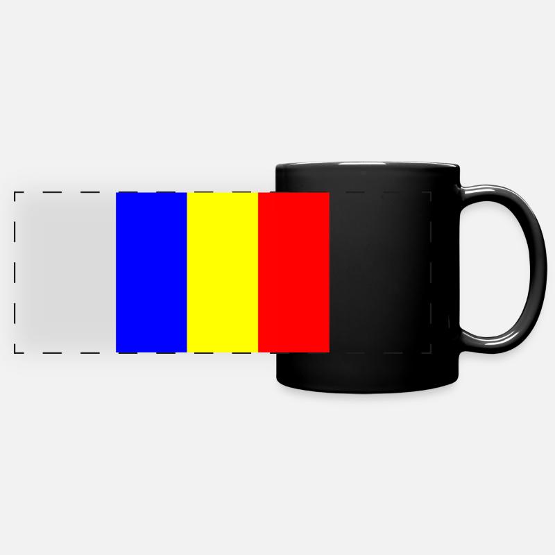 Flag Romania with color bar design - Full Colour Panoramic Mug - black