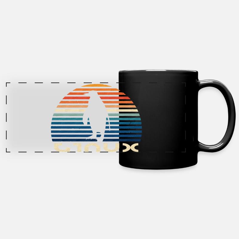 Linux pingouin vintage - Mug panoramique uni - noir