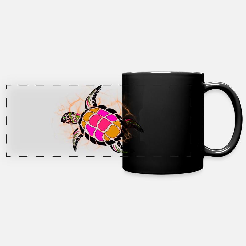 Pink and orange turtle - Full Colour Panoramic Mug - black