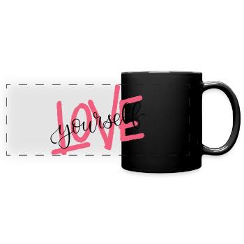 LOVE yourself - Panorama-Tasse farbig - Schwarz - Vorne