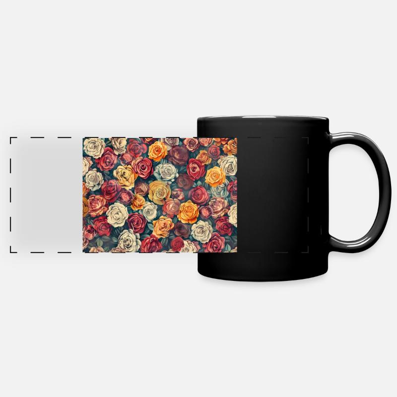 Bild im Zeichenstil einer Sammlung verschiedener ros - Panorama-Tasse farbig - Schwarz