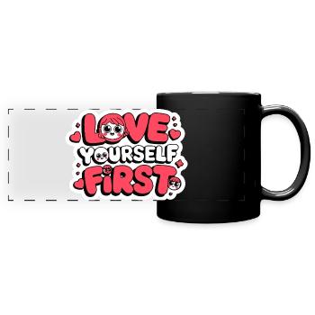 love yourself first Galentine’s Day 2026 - Mug panoramique uni - noir - Devant