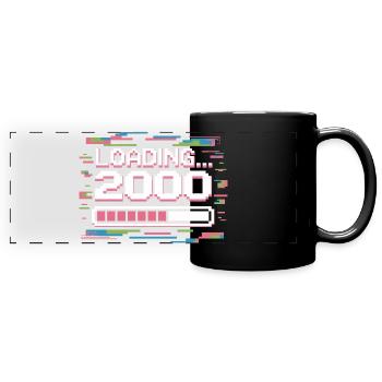 Pixel Retro Design Loading 2000 - Panorama-Tasse farbig - Schwarz - Vorne