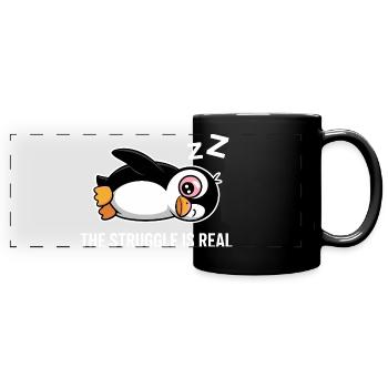 Pinguin Lustiger Spruch - Panorama-Tasse farbig - Schwarz - Vorne