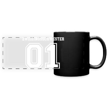 Zwillingsschwester Zwilling Schwestern Mädchen 01 - Panorama-Tasse farbig - Schwarz - Vorne