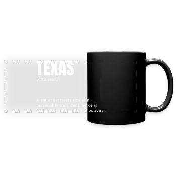 Typographie grand format du Texas Humour - Mug panoramique uni - noir - Devant