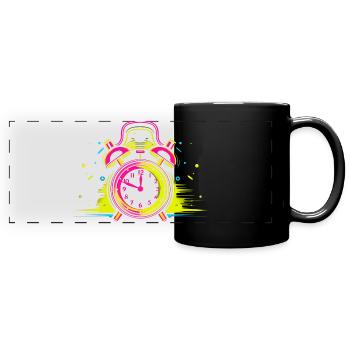 Wecker Synthwave - Panorama-Tasse farbig - Schwarz - Vorne