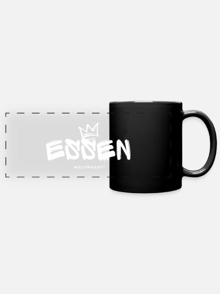 Essen Weltmacht - Panorama-Tasse farbig - Schwarz