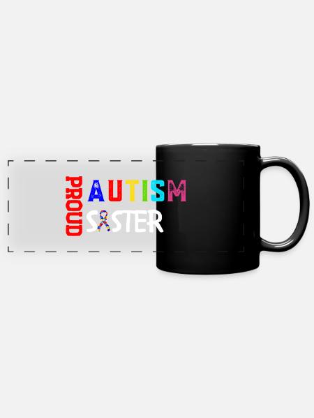 Autism Pround Sister T-Shirt - Full Colour Panoramic Mug - black