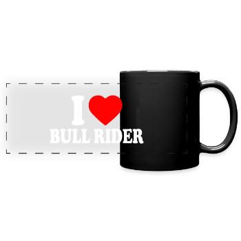 I love bull rider - Panorama-Tasse farbig - Schwarz - Vorne