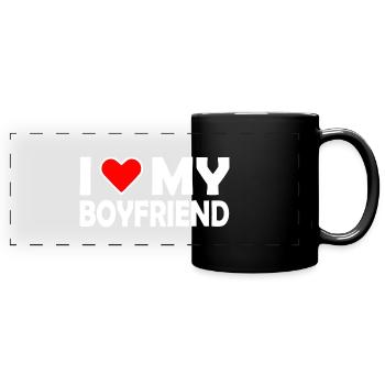 I love my boyfriend - Panorama-Tasse farbig - Schwarz - Vorne