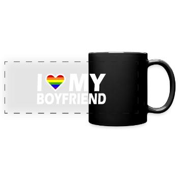 I love my boyfriend - Panorama-Tasse farbig - Schwarz - Vorne