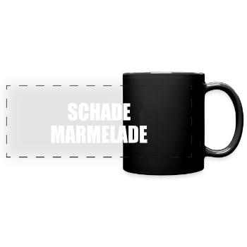 Schade Marmelade - Panorama-Tasse farbig - Schwarz - Vorne