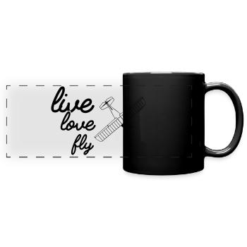 Ultraleichtflugzeug UL Pilot Flugzeug Flieger - Panorama-Tasse farbig - Schwarz - Vorne