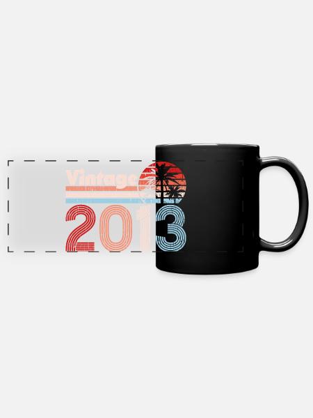 Vintage 2013 Palmen Retro Geburtstag - Panorama-Tasse farbig - Schwarz
