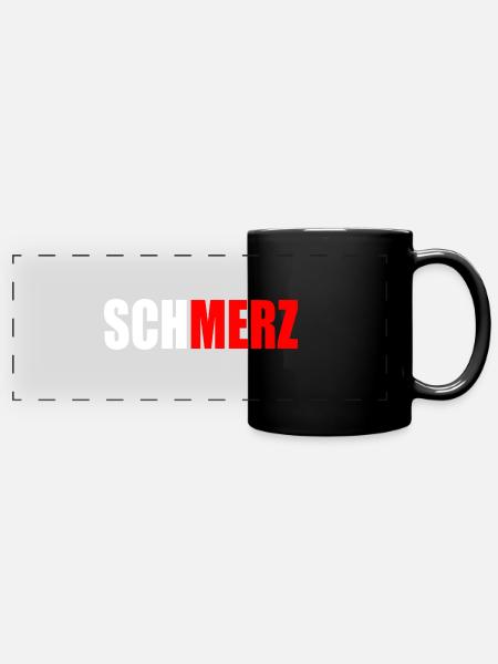 Schmerz merz - Panorama-Tasse farbig - Schwarz