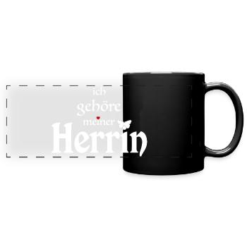 Ich gehöre meiner Herrin - Design für Sklaven. - Panorama-Tasse farbig - Schwarz - Vorne