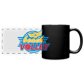 Beach Volley (emblème, lettrage) - Mug panoramique uni - noir - Devant