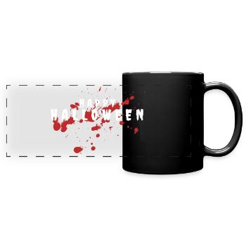 HAPPY HALLOWEEN MOTIF WITH HORROR PUMPKIN - Full Colour Panoramic Mug - black - Front